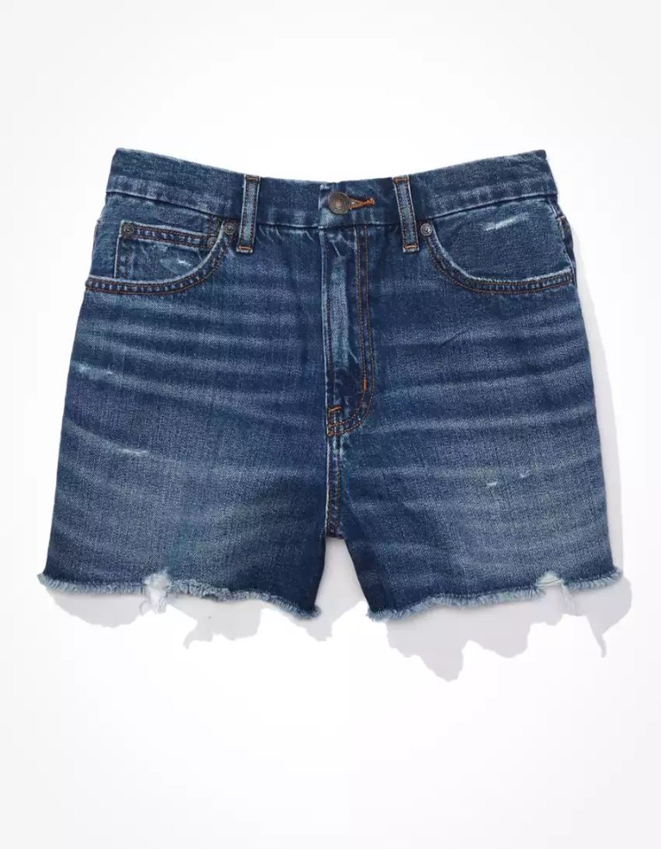 Shorts American Eagle AE Strigid Denim Curvy Highest Taille '90s Boyfriend Indigo Foncé Lavage Femme | WEH-55411592